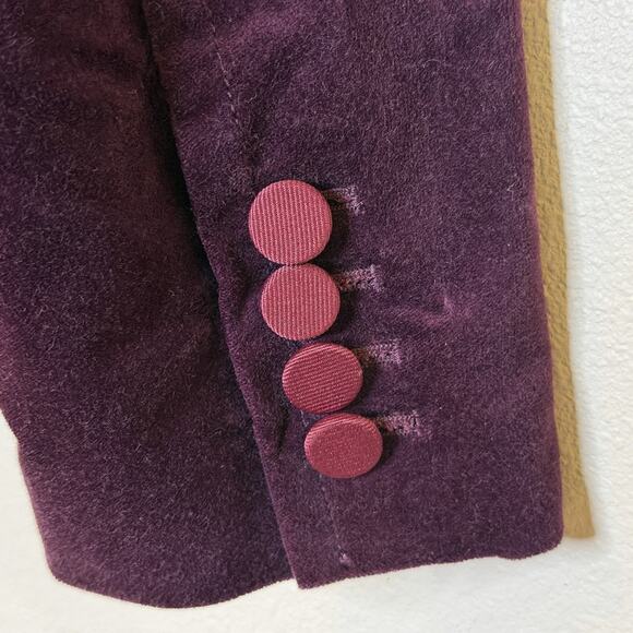 Talbots Velvet Blazer Jacket Size 14 Purple 1 Button Long Sleeve Lined Pockets - Picture 6 of 8